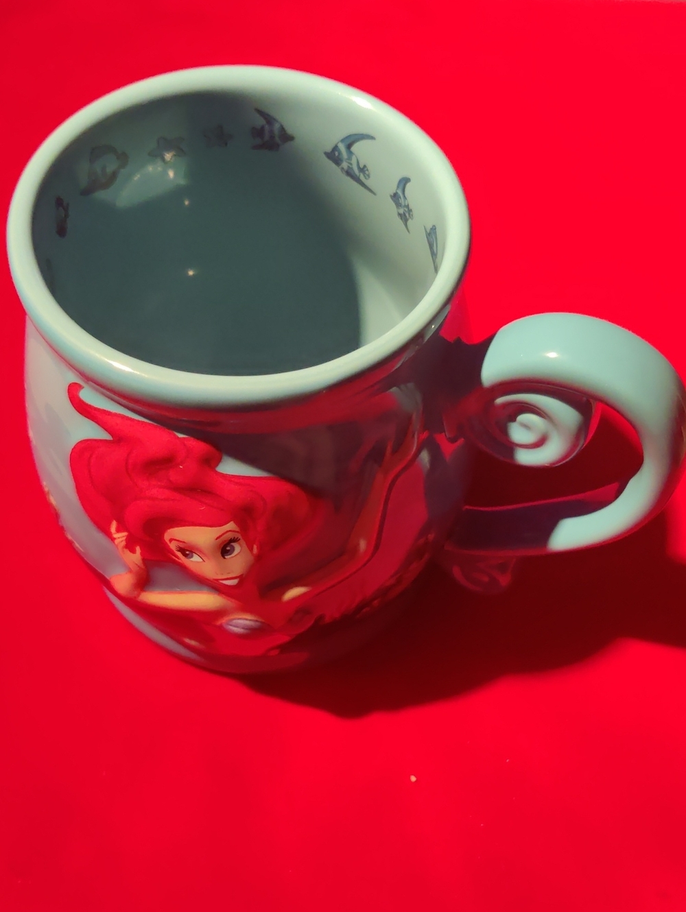 DISNEY PARKS Princess Ariel LITTLE MERMAID Coffee Mug Tea Cup Blue 3D
